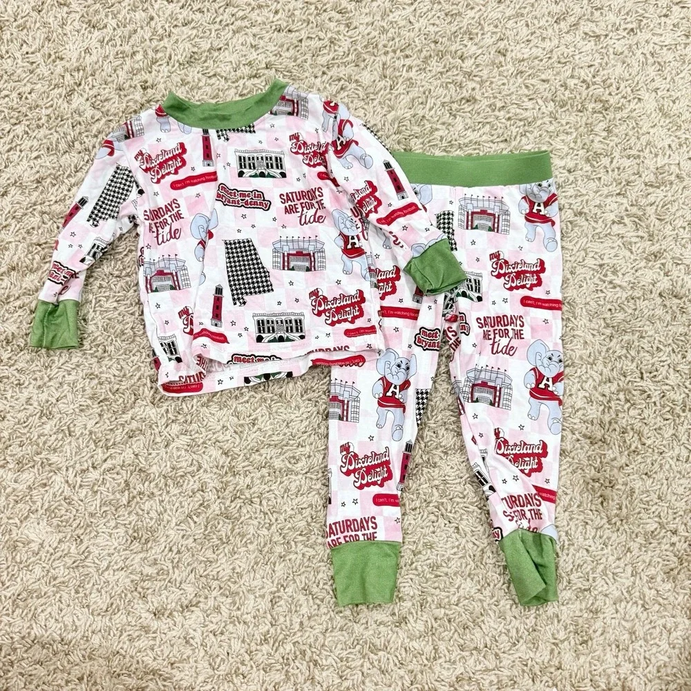 Bamboo two-piece Alabama roll tide pajama set size 6 months